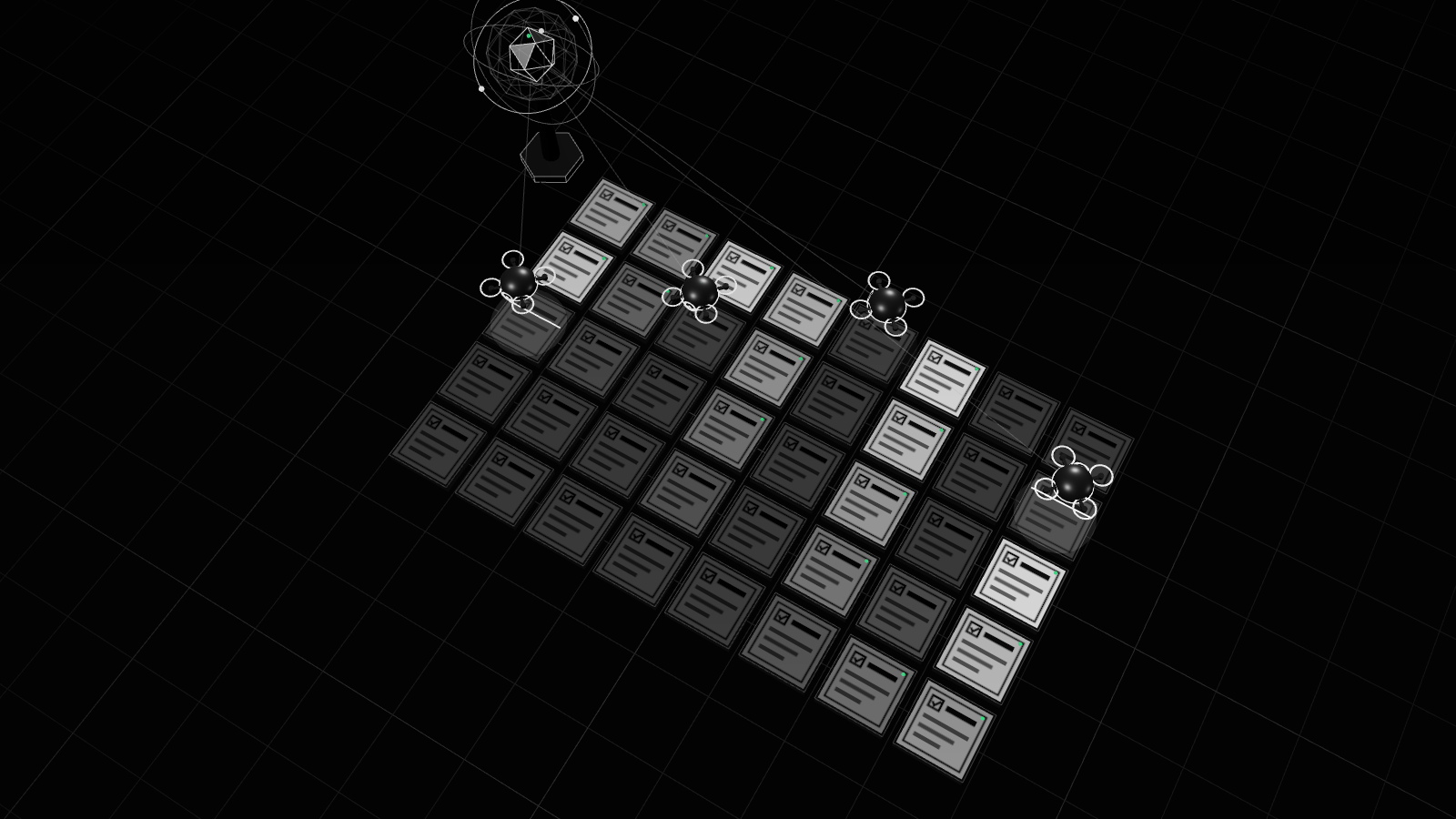 Black-and-white 3D render illustrating: OpenAI agents accessed US government websites without the company knowing