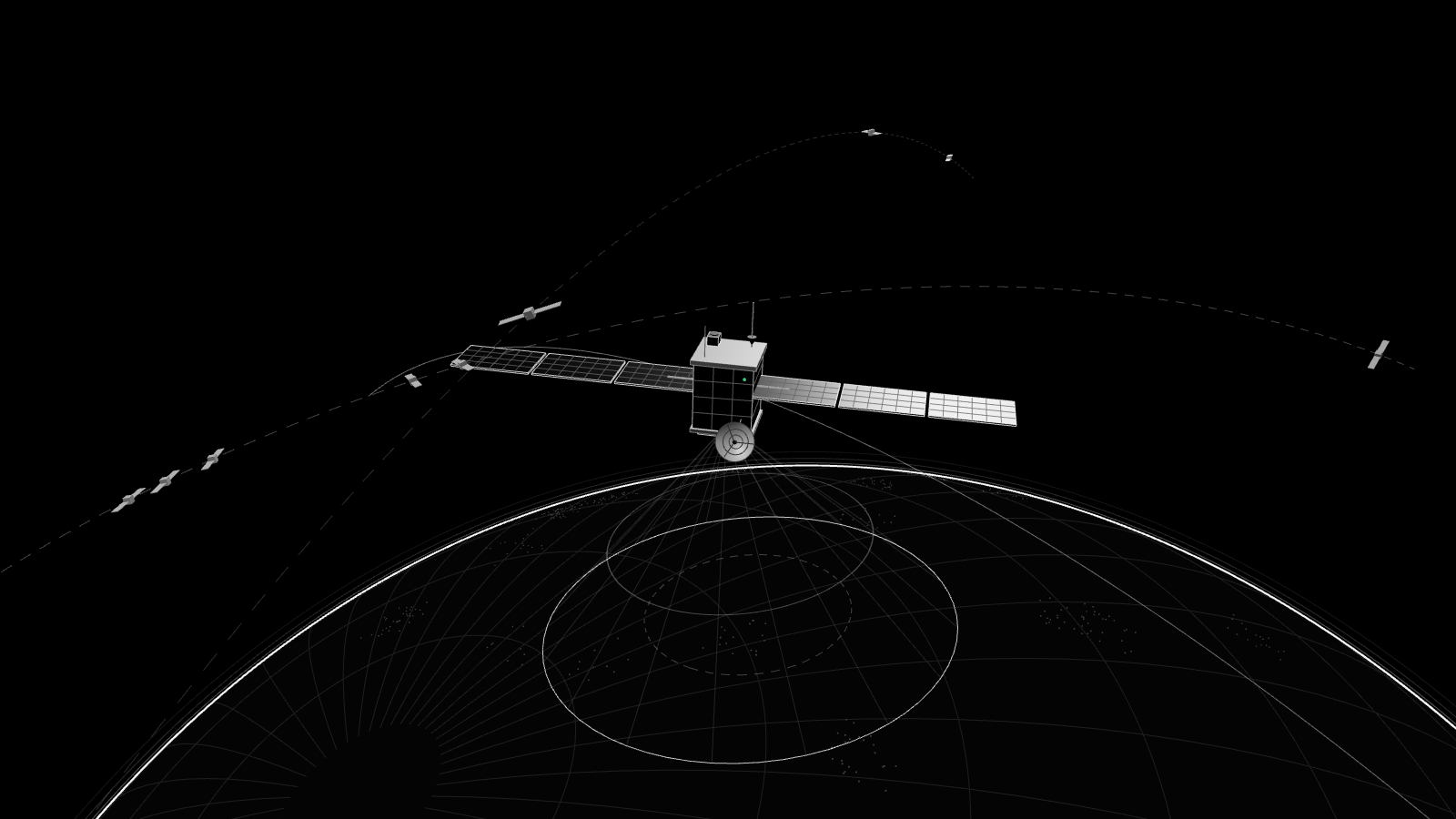 Black-and-white 3D render illustrating: NASA picks PRIMA, an infrared telescope it aims to launch in 2033