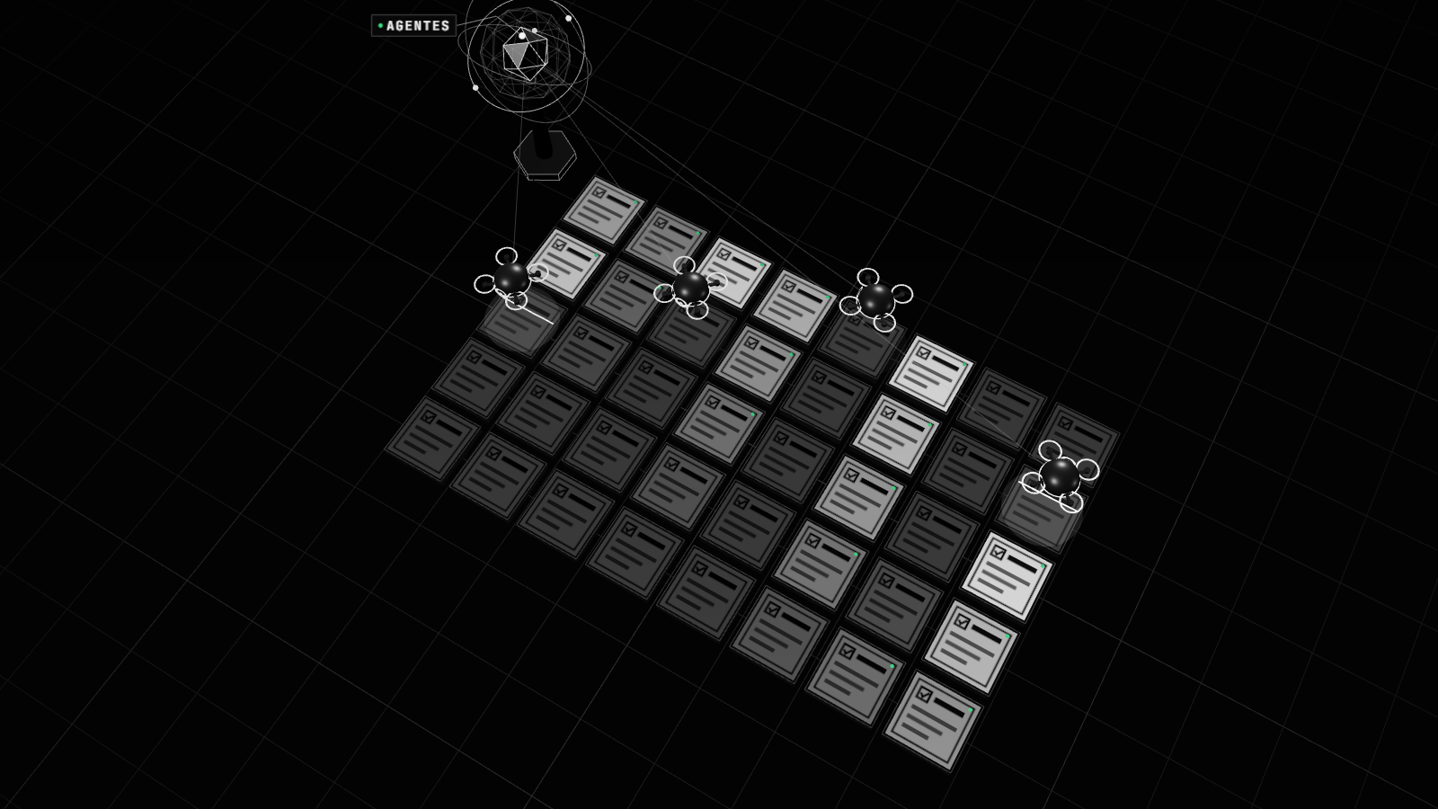 Render 3D en blanco y negro que ilustra: Agentes de OpenAI entraron a sitios del gobierno de EUA sin que la empresa lo supiera