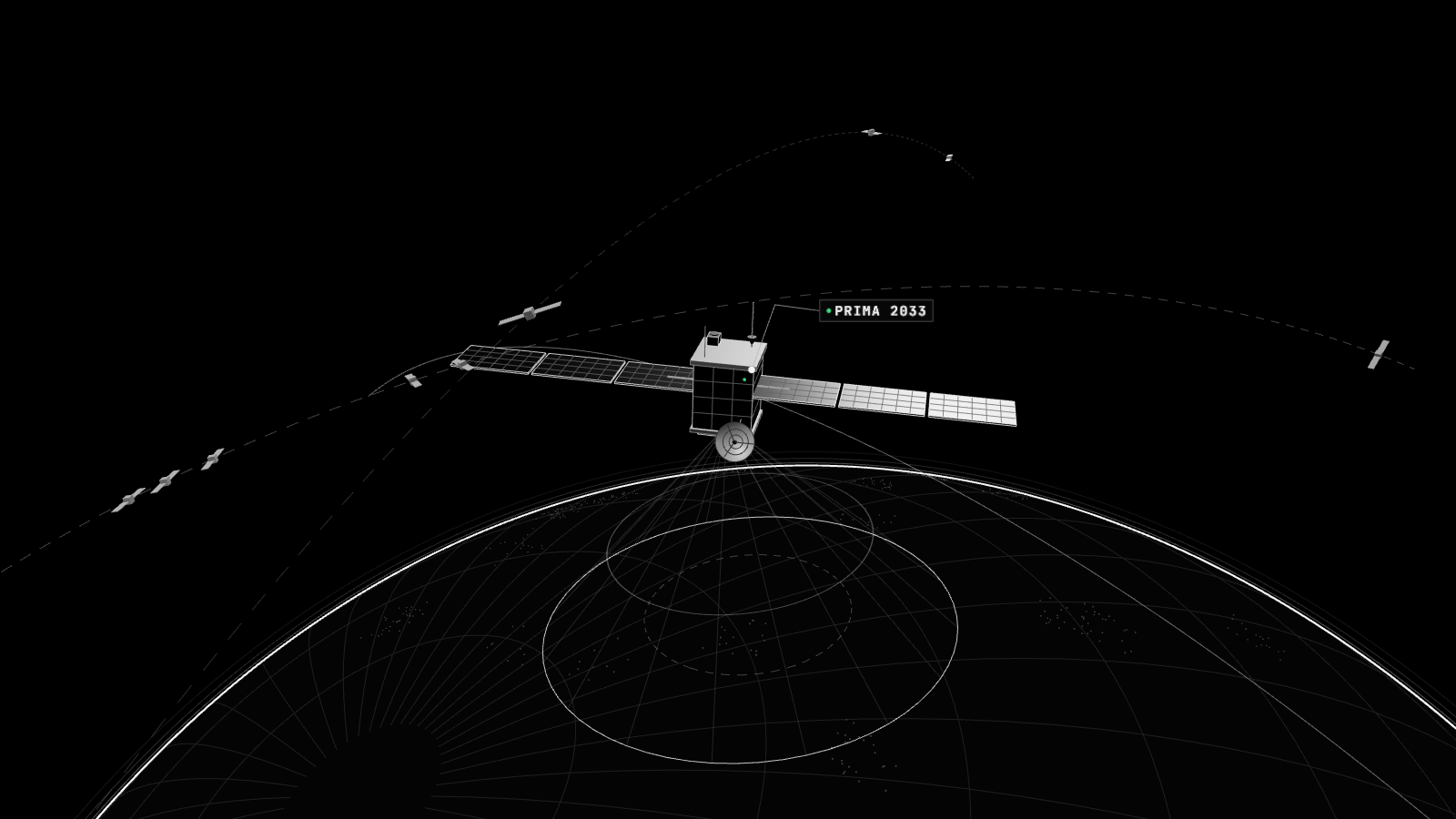 Render 3D en blanco y negro que ilustra: La NASA elige a PRIMA, un telescopio infrarrojo que busca lanzar en 2033