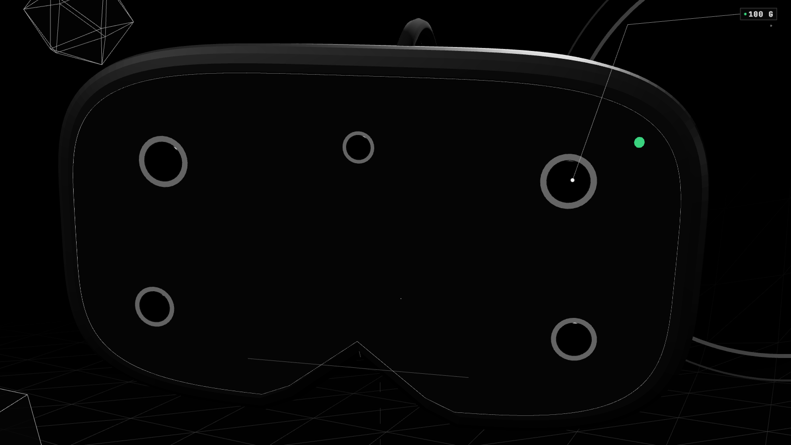 Render 3D en blanco y negro que ilustra: Meta presenta lentes de realidad virtual de 100 gramos por 1,299.99 dólares