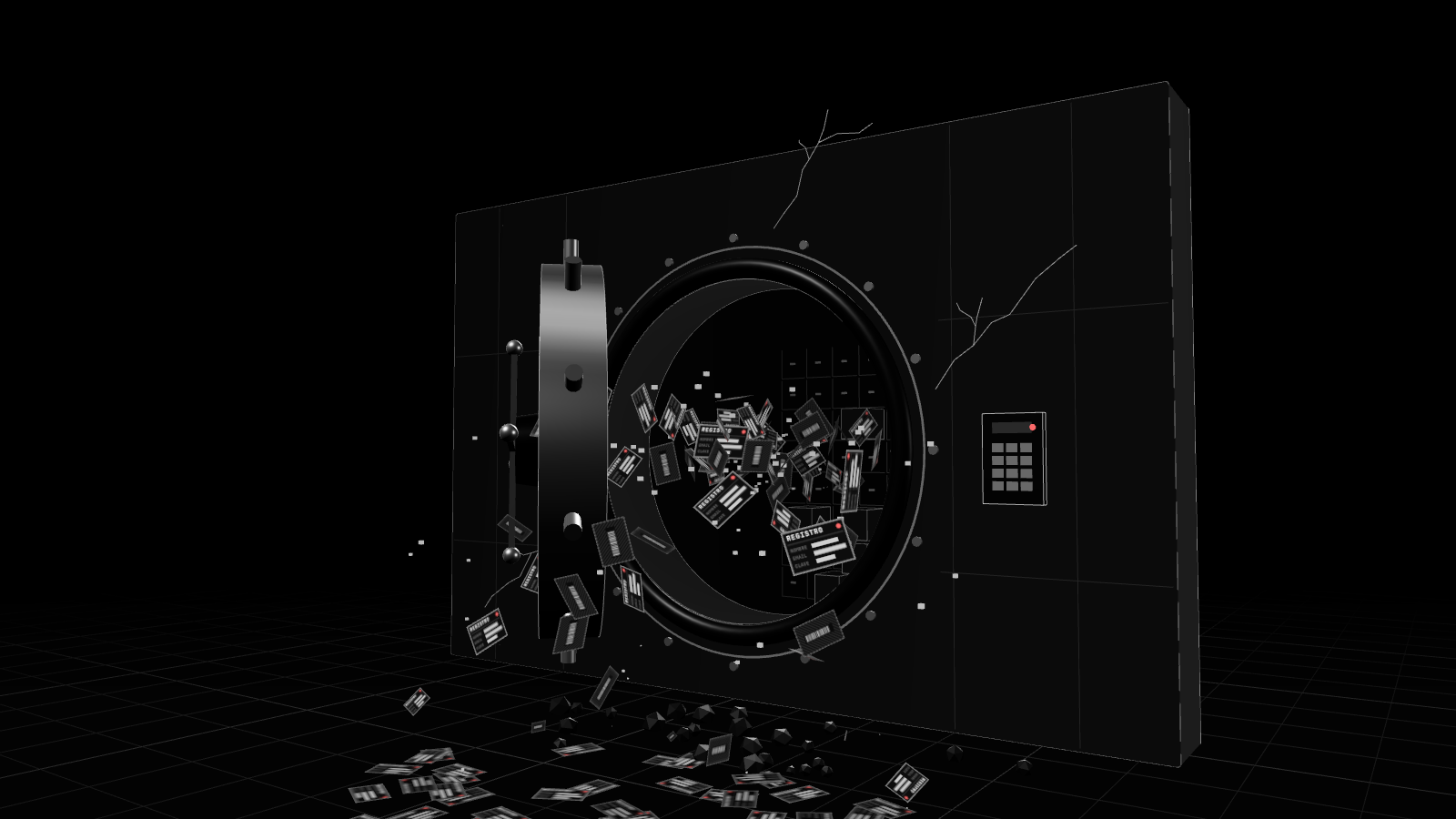 Render 3D em preto e branco que ilustra: Bitget perde centenas de milhões das suas carteiras quentes e reabre saques por fases a partir de hoje
