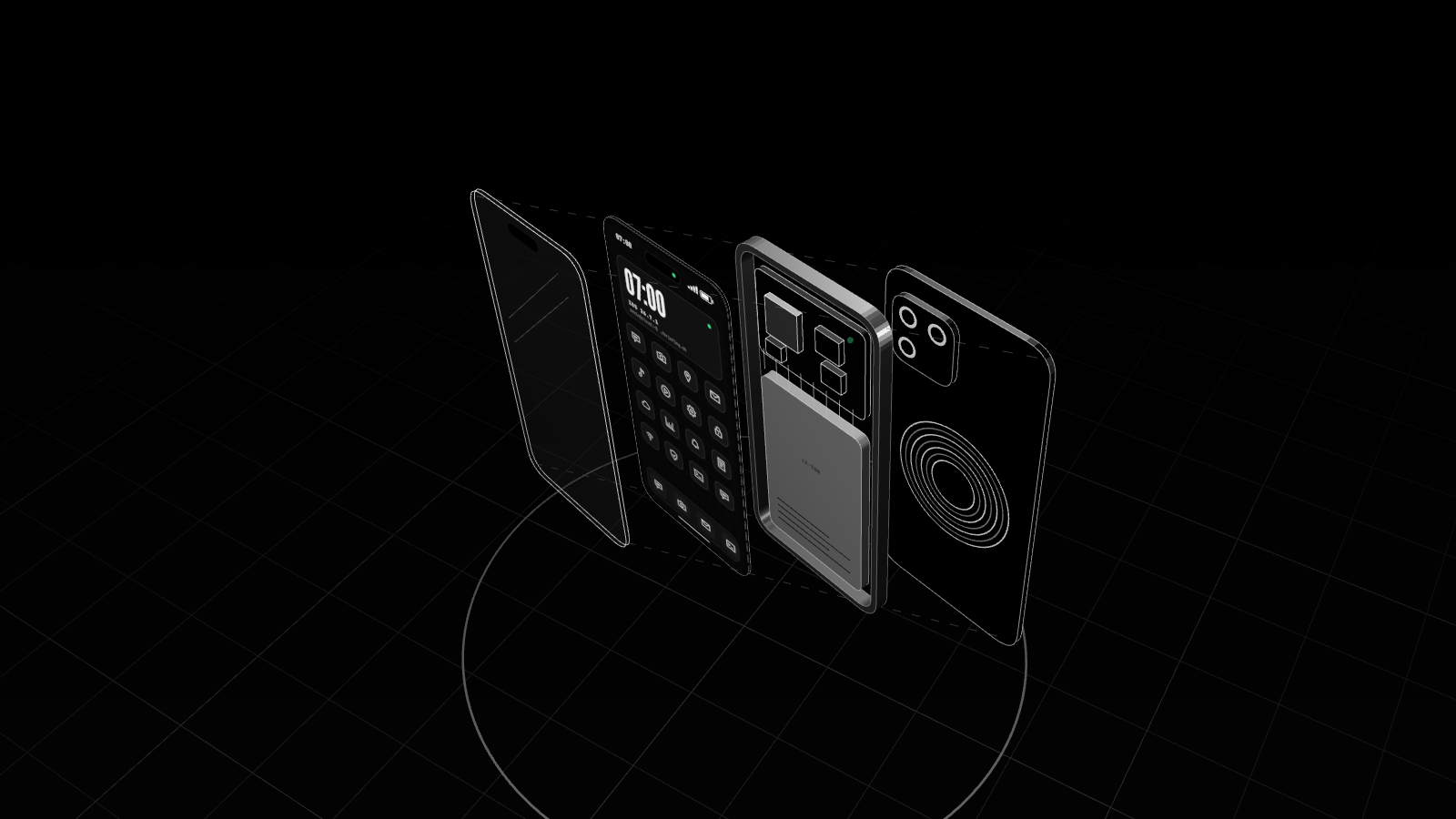 Render 3D em preto e branco que ilustra: Apple lança o iOS 27.0.1 e corrige no iOS 26.7.1 uma falha usada em ataques direcionados
