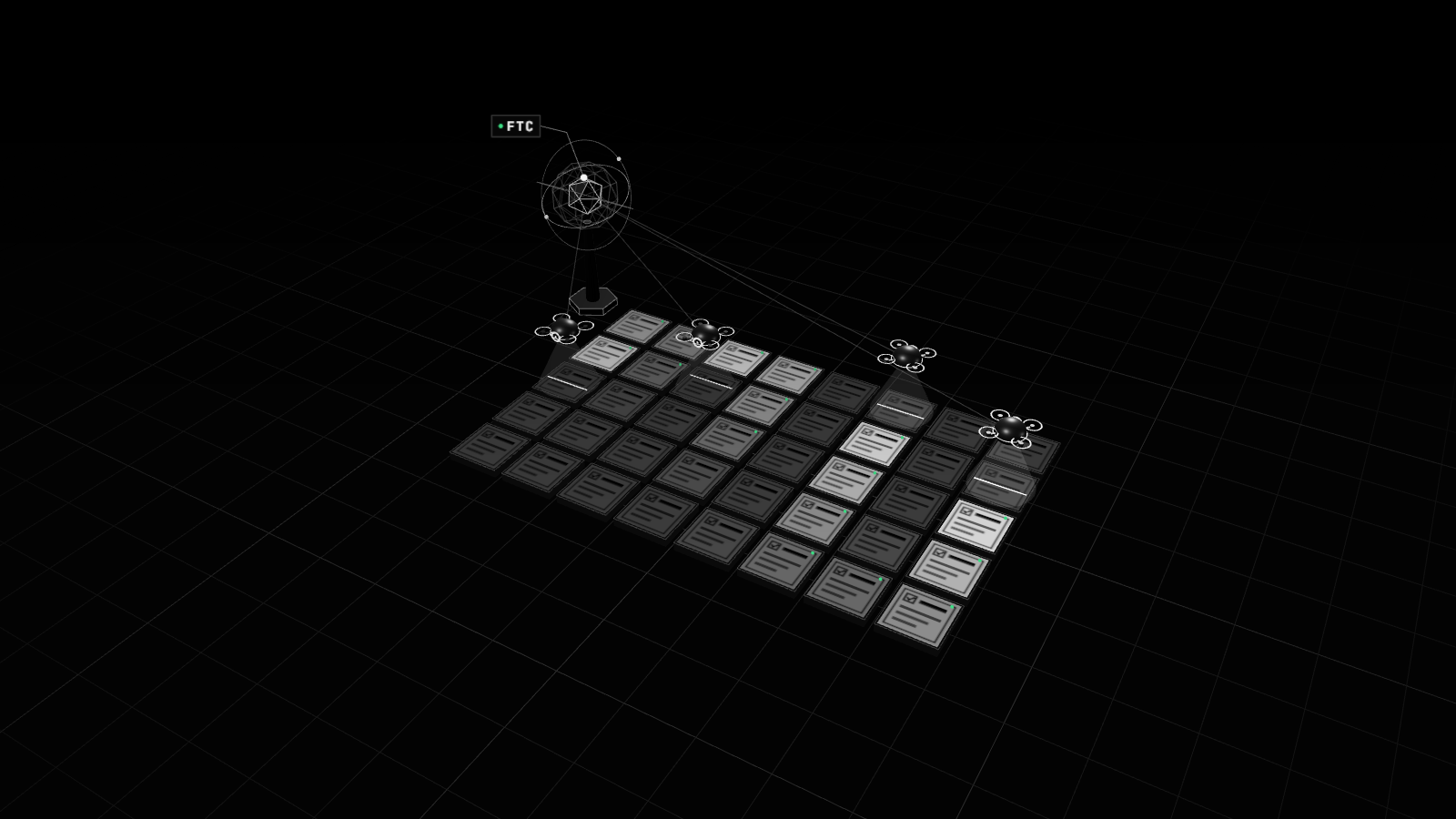 Render 3D en blanco y negro que ilustra: La FTC confirma que investiga a OpenAI y Anthropic por los riesgos de sus productos